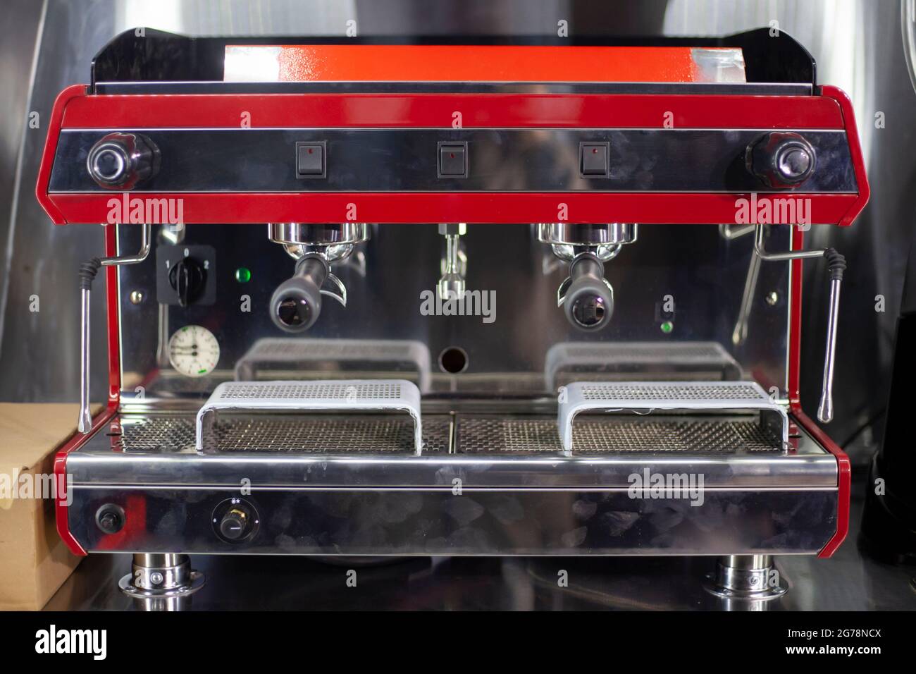 The coffee machine is ready to use. Making coffee in coffee shops is