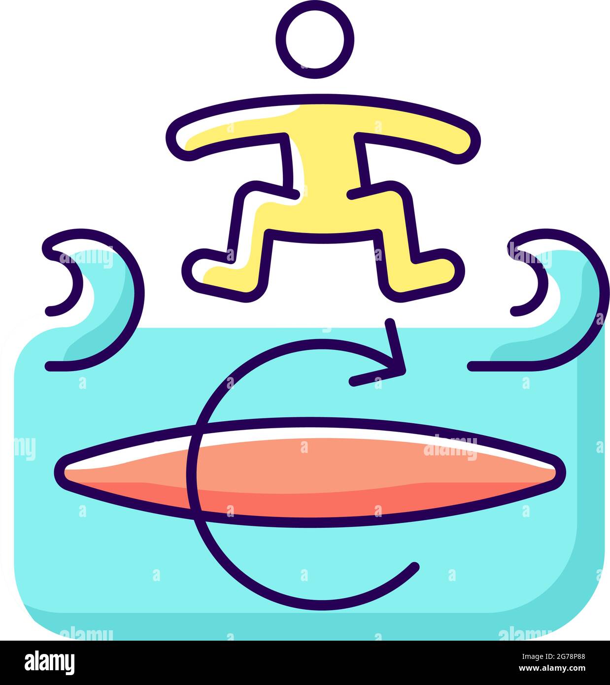 Kickflip surfing technique RGB color icon Stock Vector Image & Art Alamy