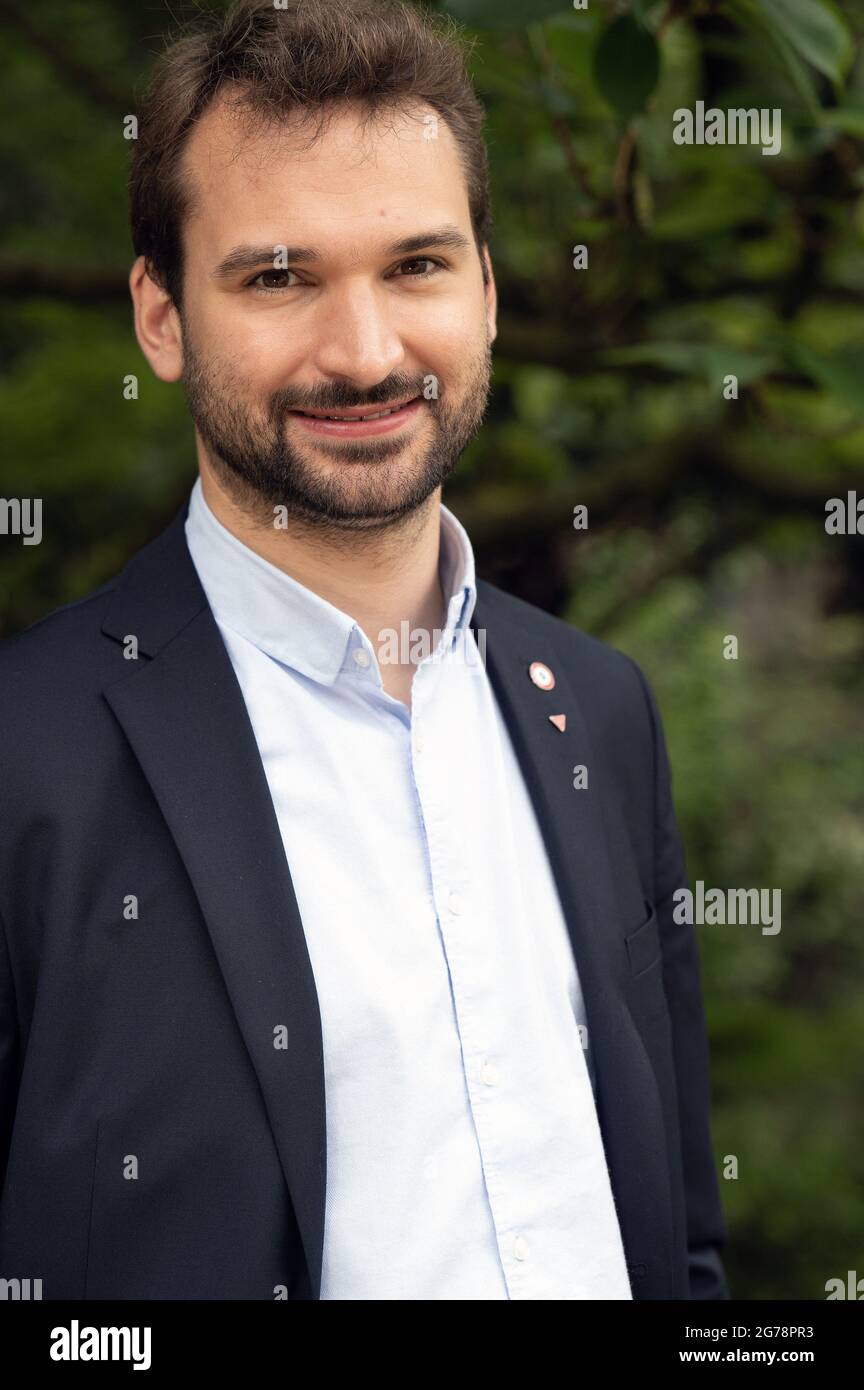 Deputy of the group La France Insoumise, Ugo Bernalicis poses in the