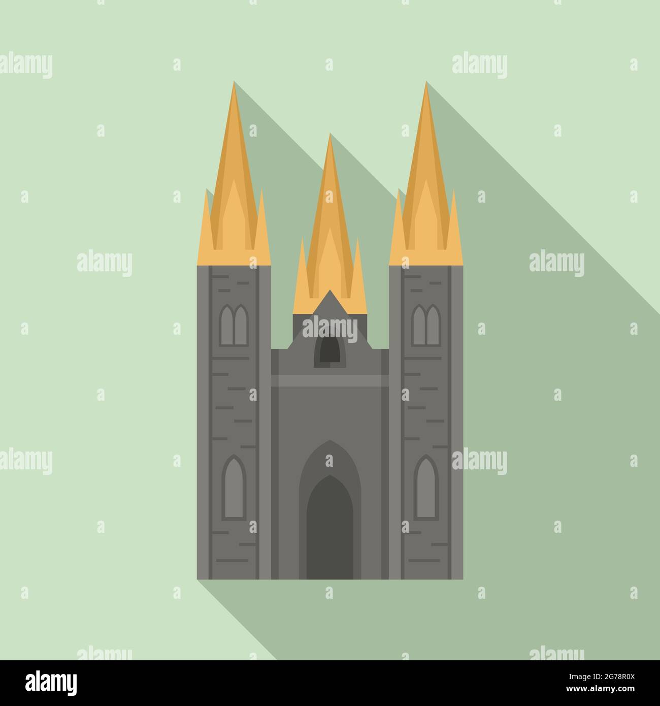 Irish castle icon flat vector. Ireland dublin landmark. St tower castle Stock Vector