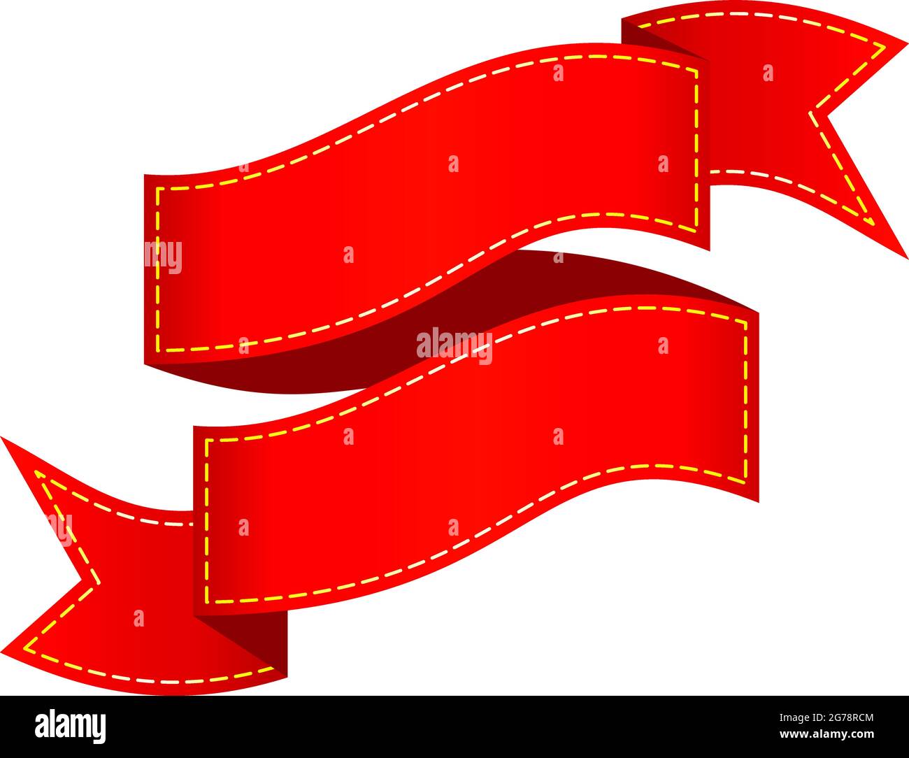 Flat isolated Red Ribbons, Tags and label. Stock Vector