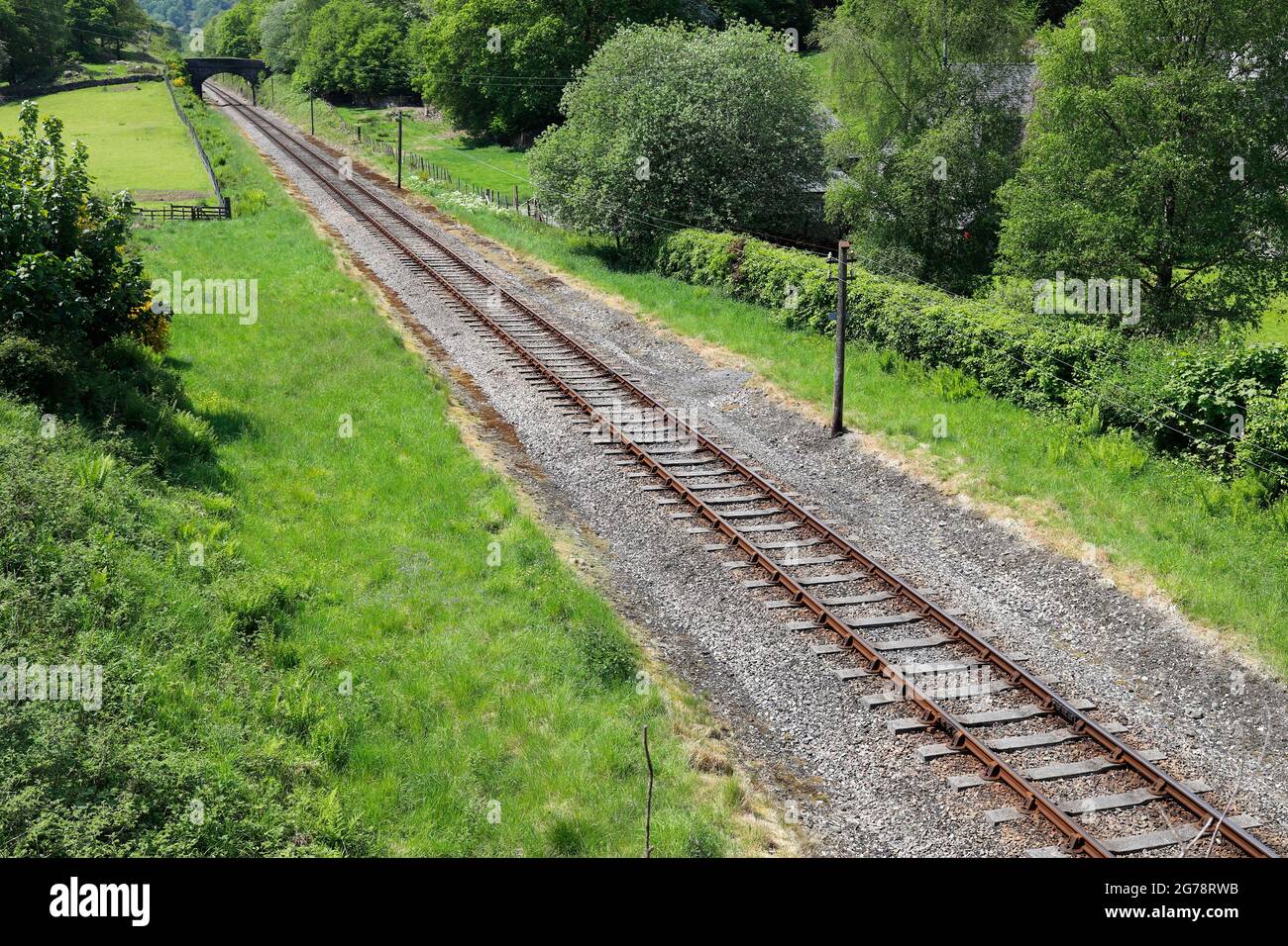 Lakeside & Haverthwaite railway line in Cumbria, UK Stock Photo