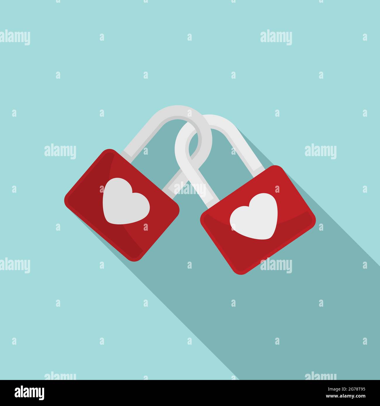 Love padlocks icon flat vector. Heart padlock. Lock key security Stock ...