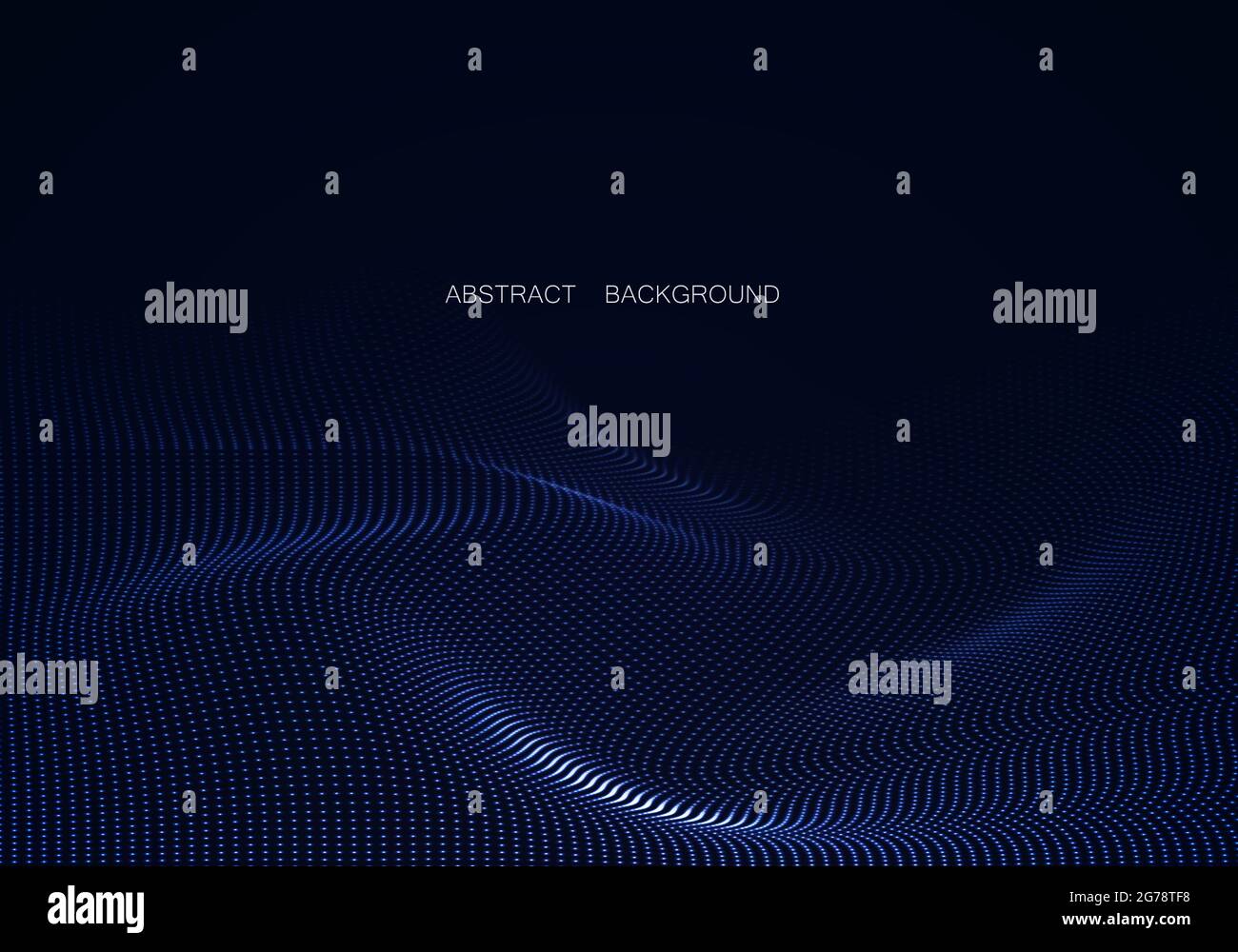Wave of particles. Futuristic blue dots background with a dynamic wave ...