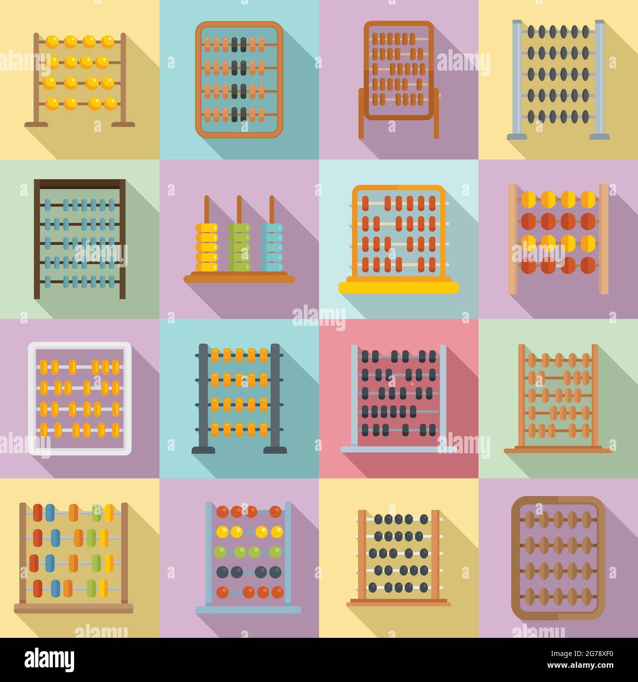 Abacus icons set flat vector. Accounting calculate. Math education ...