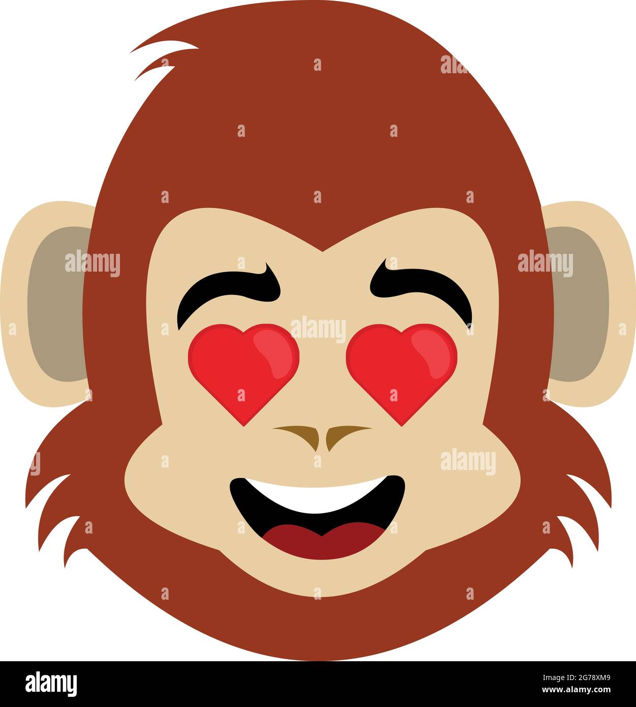 Vector emoticon illustration of the face of a cartoon monkey or
