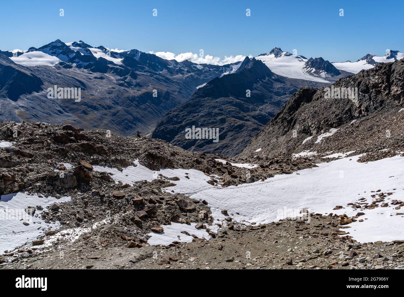 Europe, Austria, Tyrol, Ötztal Alps, Ötztal, Obergurgl, view of the mountains in the rear Gurgler valley Stock Photo