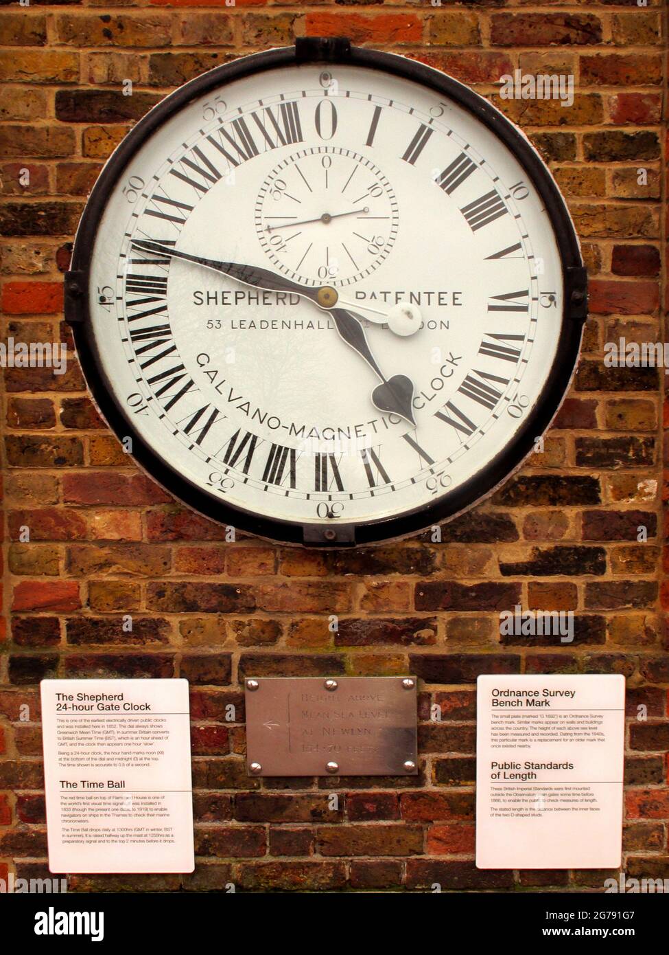Sheperd clock at royal greenwich observatory at greenwich. Home of the prime meridian Stock Photo