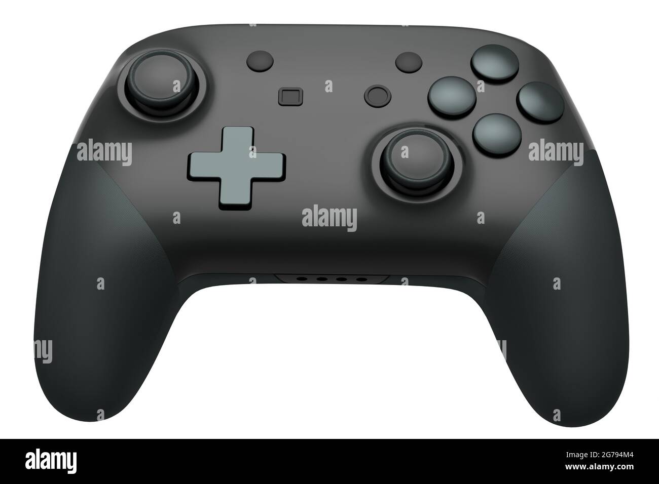 Realistic black video game joystick on white background. 3D rendering ...