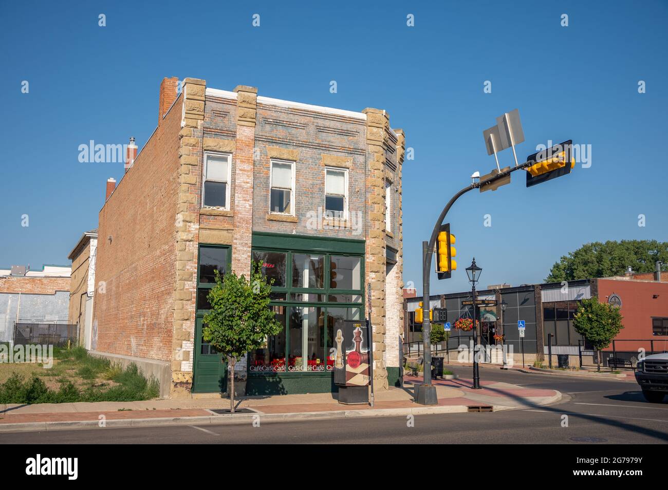 Medicine Hat, Alberta July 11, 2021 Storefronts in the historic