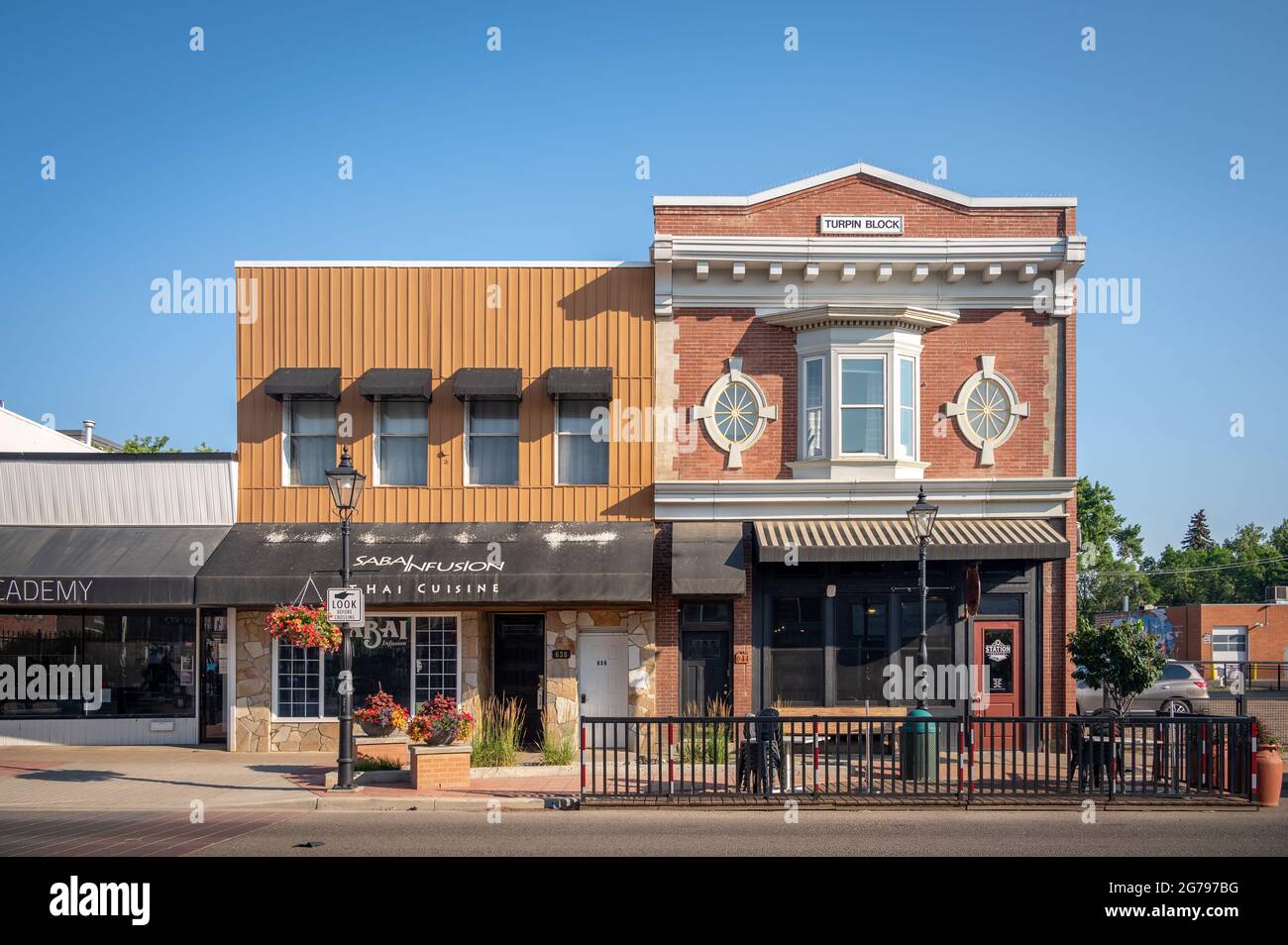 Medicine Hat, Alberta July 11, 2021 Storefronts in the historic