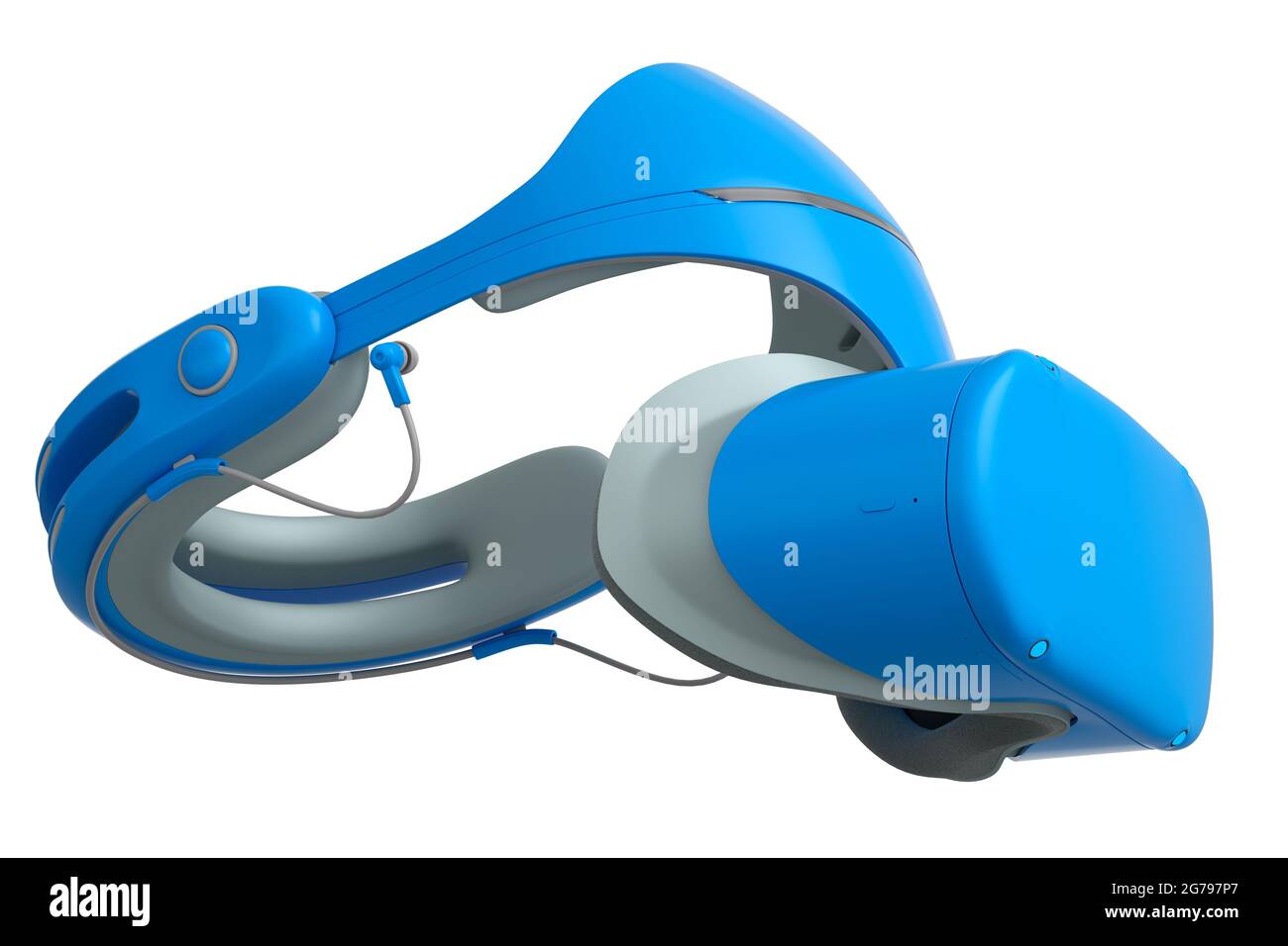 Virtual blue reality glasses isolated on white background. 3d rendering ...