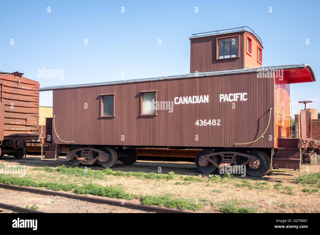 Medicine Hat, Alberta July 11, 2021 CPR car at the Medalta Potteries