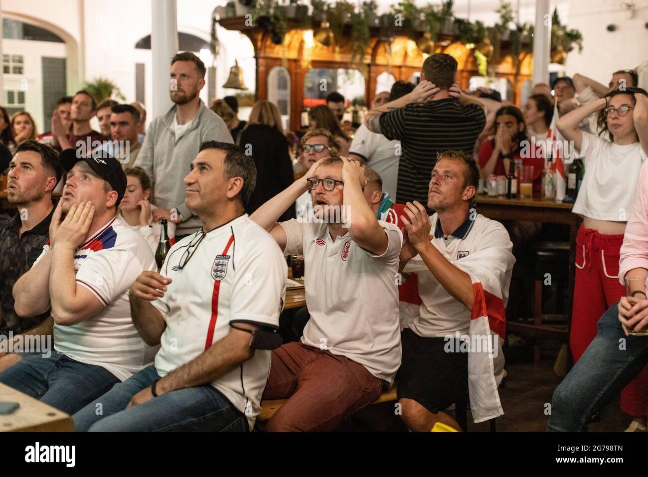 English football fans watching the EURO20 final between England v Italy
