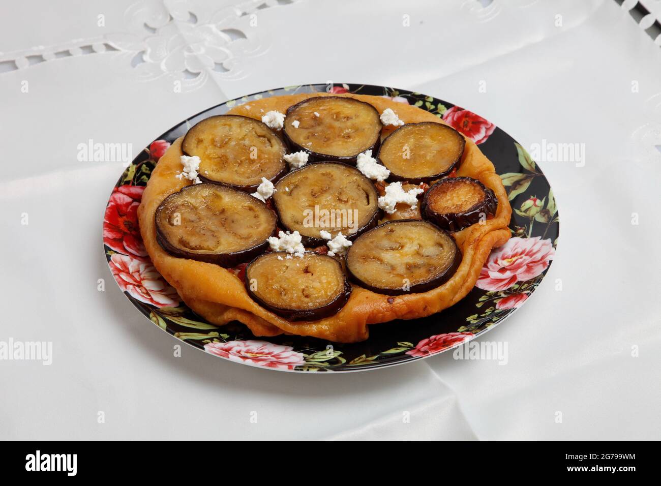 Eggplant tart, French cuisine Stock Photo