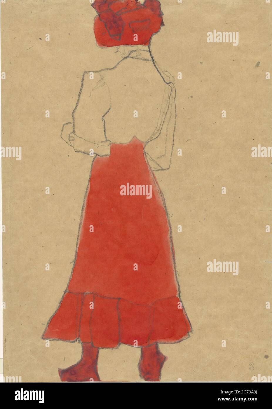 Woman with red skirt. Museum: Vienna Museum. Author: EGON SCHIELE. Stock Photo