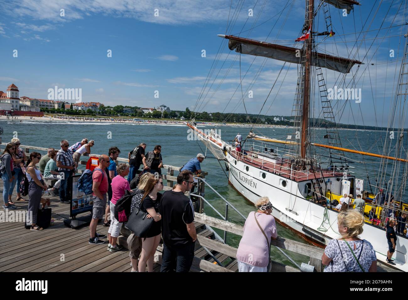 Binz, Germany. 12th July, 2021. Beachgoers have come to the Baltic