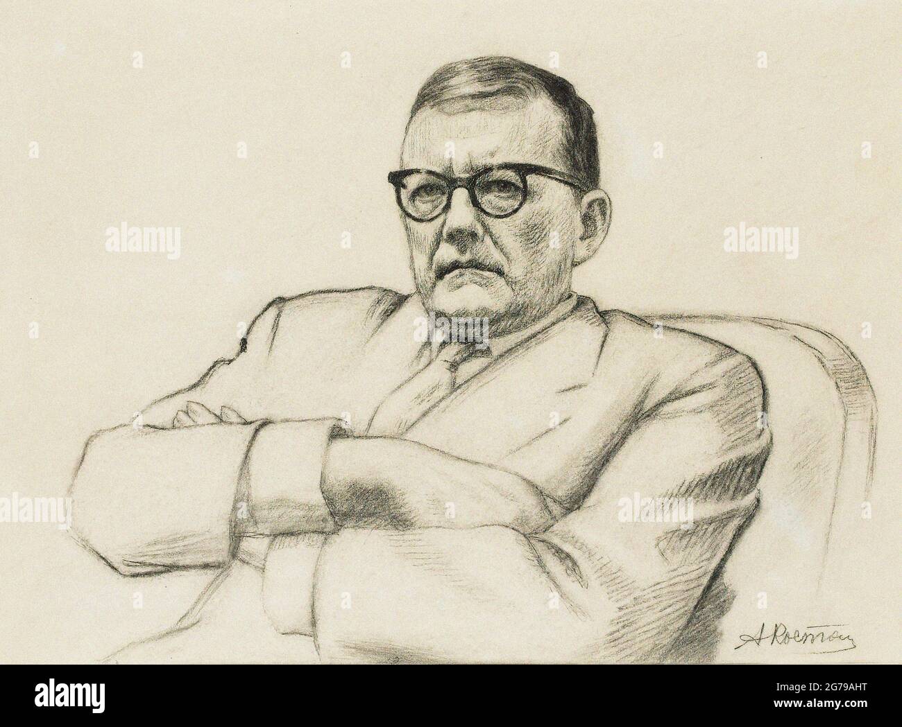 Portrait of the composer Dmitri Shostakovich (1906-1975). Museum ...