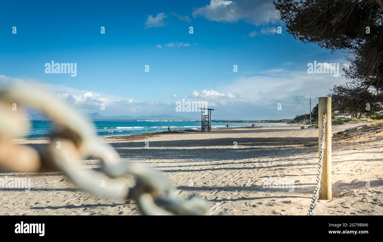 Beach scenery in Mallorca Playa de Muro Stock Photo