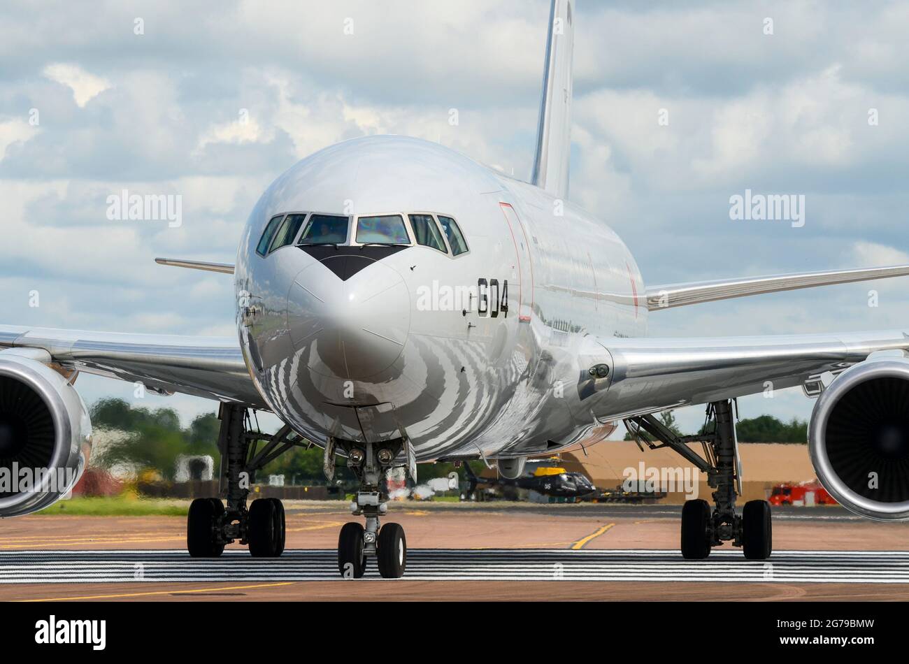 Japan Air Self Defence Force Boeing KC-767J air refuelling tanker transport plane 07-3604, based on Boeing 767 airliner. At RAF Fairford for RIAT Stock Photo