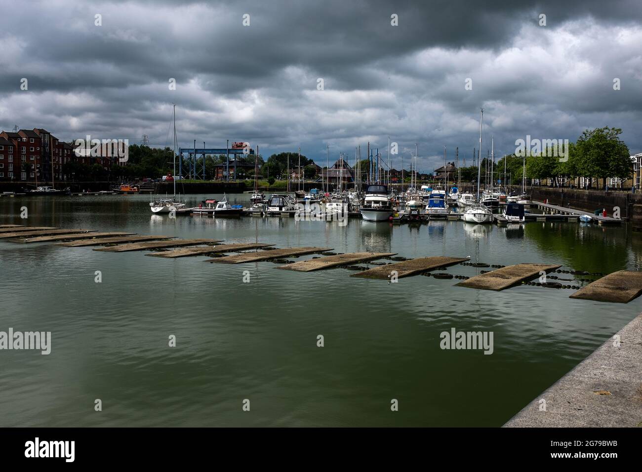 The former dock at Preston is now home to pleasure craft Stock Photo