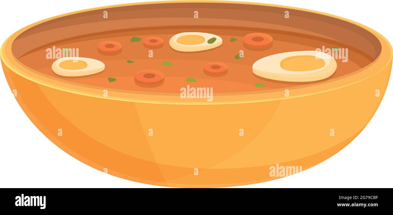 French egg soup icon cartoon vector. Vegetable food. Dish plate soup