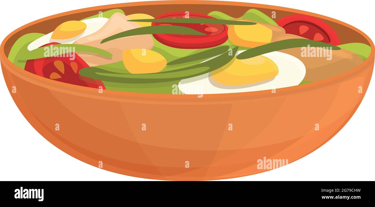 Egg salad icon cartoon vector. Dish food. Vegetable salad bowl Stock