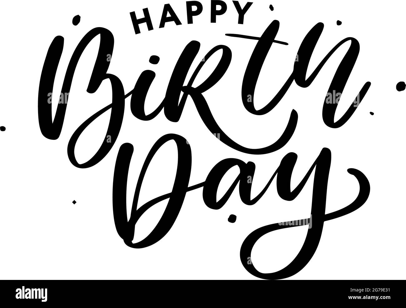 Happy Birthday Brush Script Style Hand lettering. Retro Vintage Custom