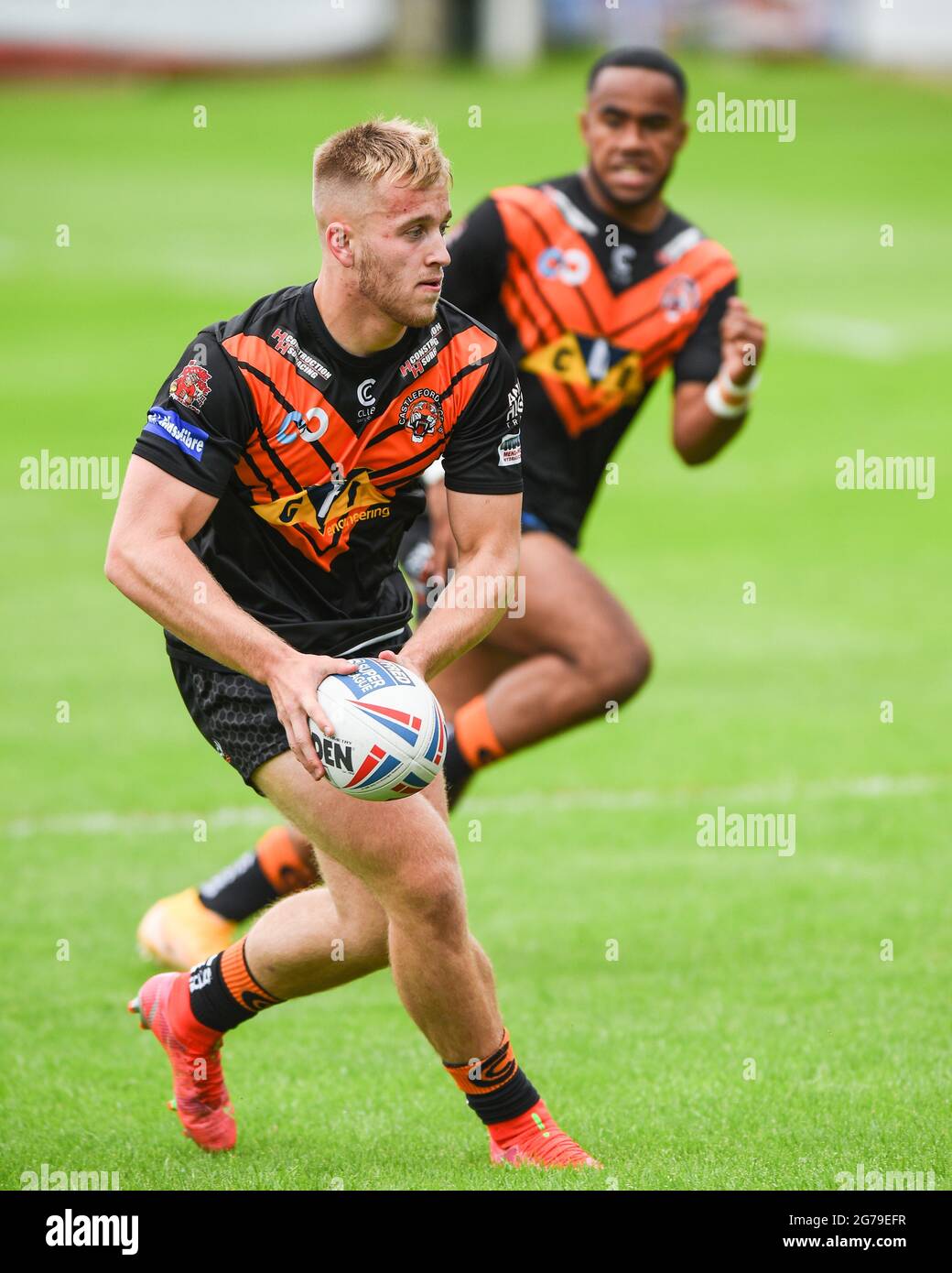 Castleford, England - 11 July 2021 - Jack Sadler of Castleford Tigers during the Rugby League Betfred Super League Castleford Tigers vs Salford Red Devils at The Mend-A-Hose Stadium, Castleford, UK  Dean Williams/Alamy Live Stock Photo