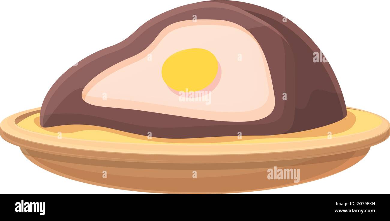 Egg meat roll icon cartoon vector. Korea cheese bread. Ham bacon Stock