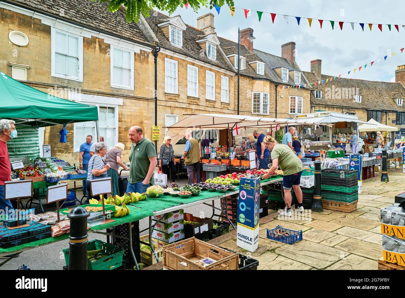 Market day in the market town of Oundle, England. Stock Photo