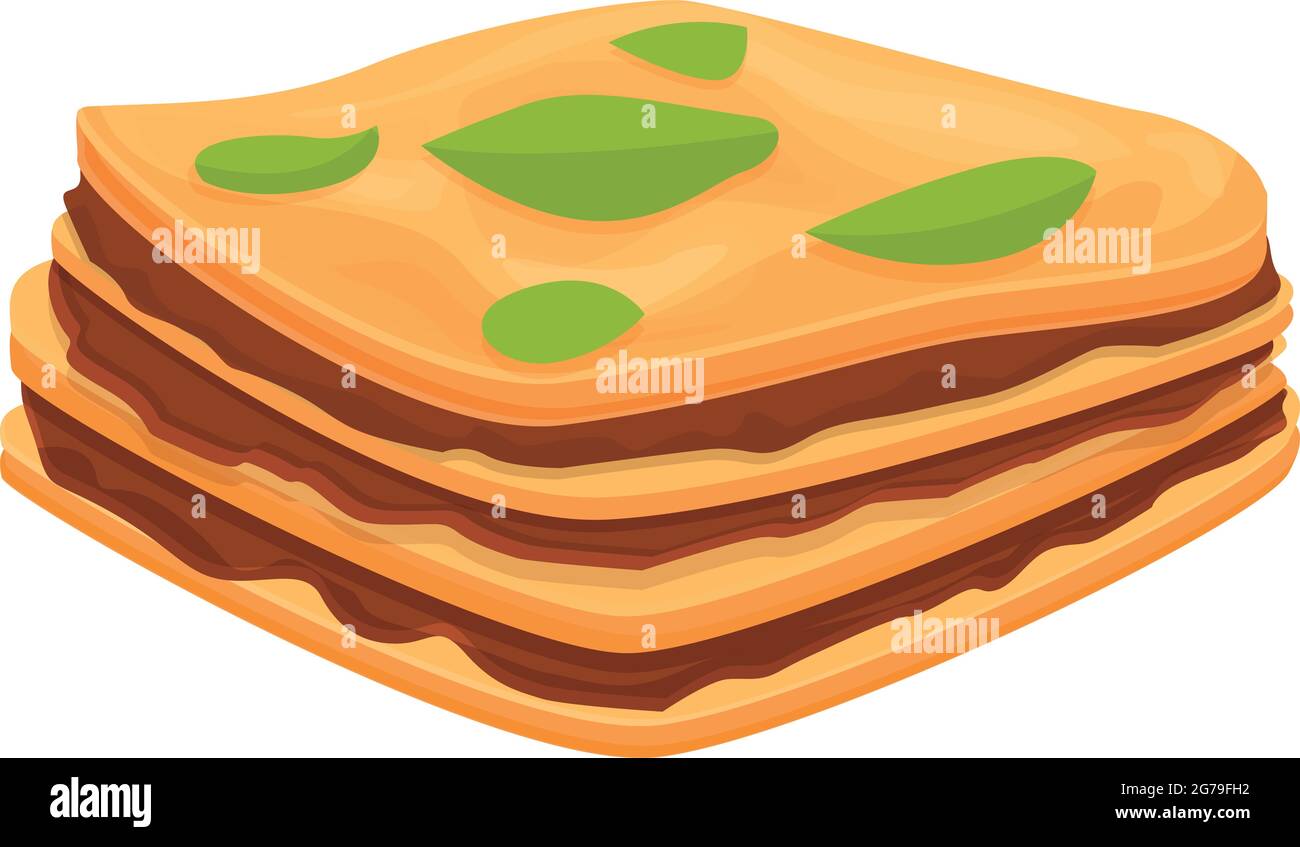 Traditional lasagna icon cartoon vector. Lasagne pasta. Isolated italian dish Stock Vector Image