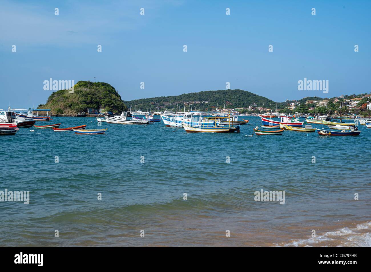 Ossos Beach in Armaço dos Buzios, a Brazilian resort. It's known as an upscale vacation destination with numerous beaches, with calm bays with water sports and surfing site Stock Photo