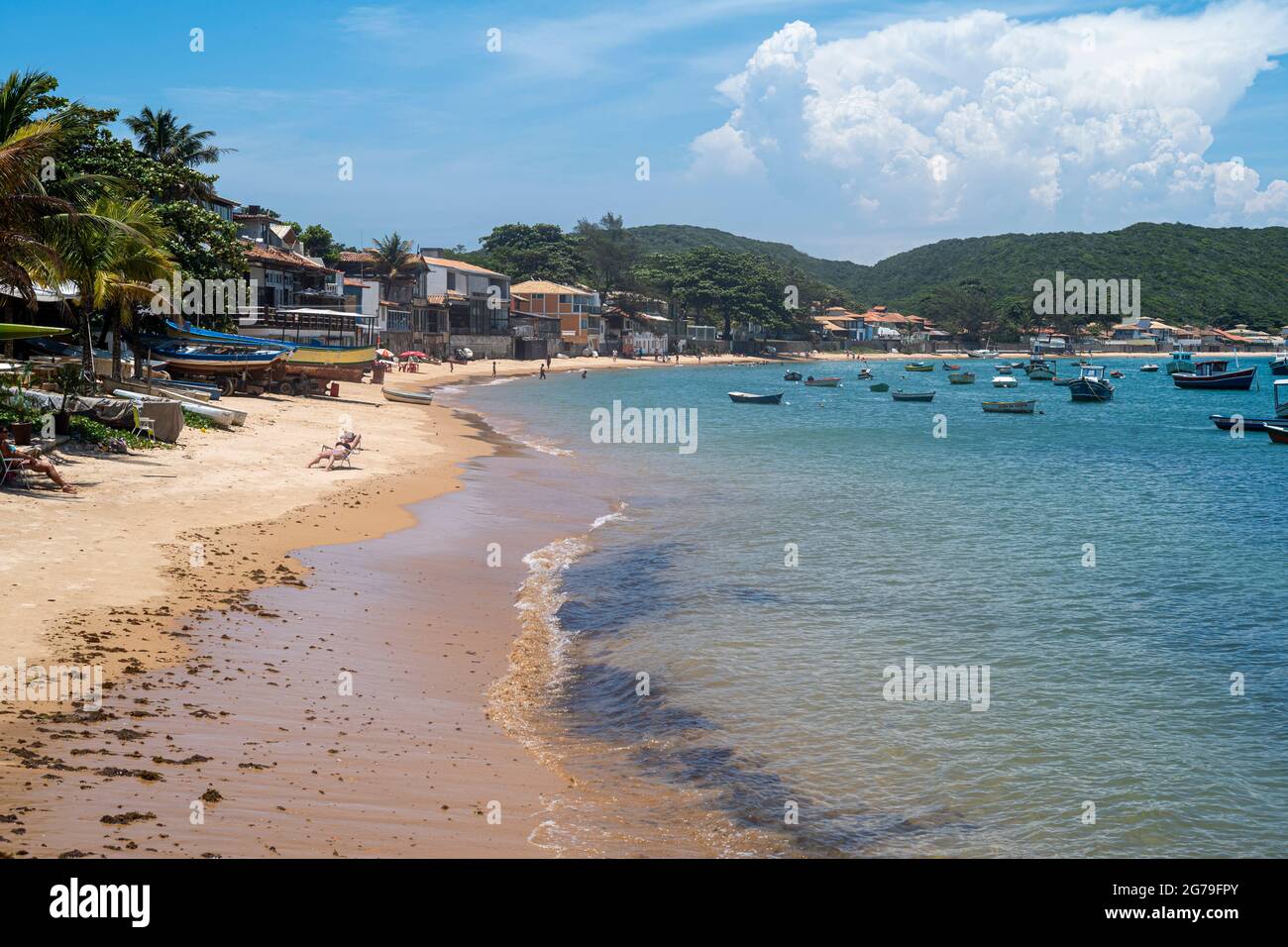 Ossos Beach in Armaço dos Buzios, a Brazilian resort. It's known as an upscale vacation destination with numerous beaches, with calm bays with water sports and surfing site Stock Photo