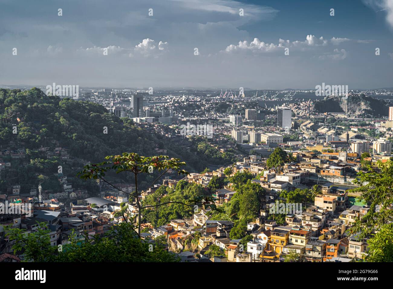 Aerial Shot of the neighborhood of Santa Teresa District, Rio de Janeiro, Brazil Stock Photo