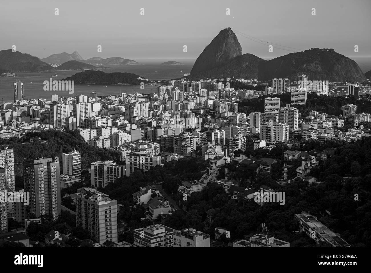 Sugarloaf Mountain and Botafogo in Rio de Janeiro, Brazil Stock Photo