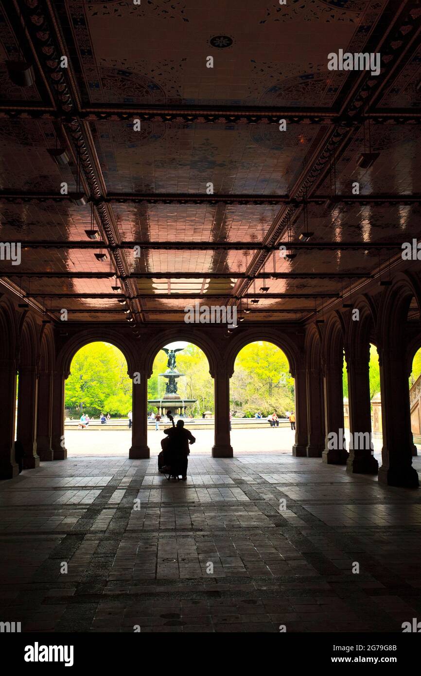 Bethesda Terrace and Fountain overlook The Lake in New York City's Central Park. New York NY USA. Stock Photo