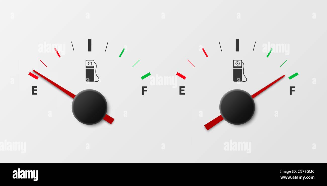 Vector 3d Realistic White Gas Fuel Tank Gauge, Oil Level Bar on White
