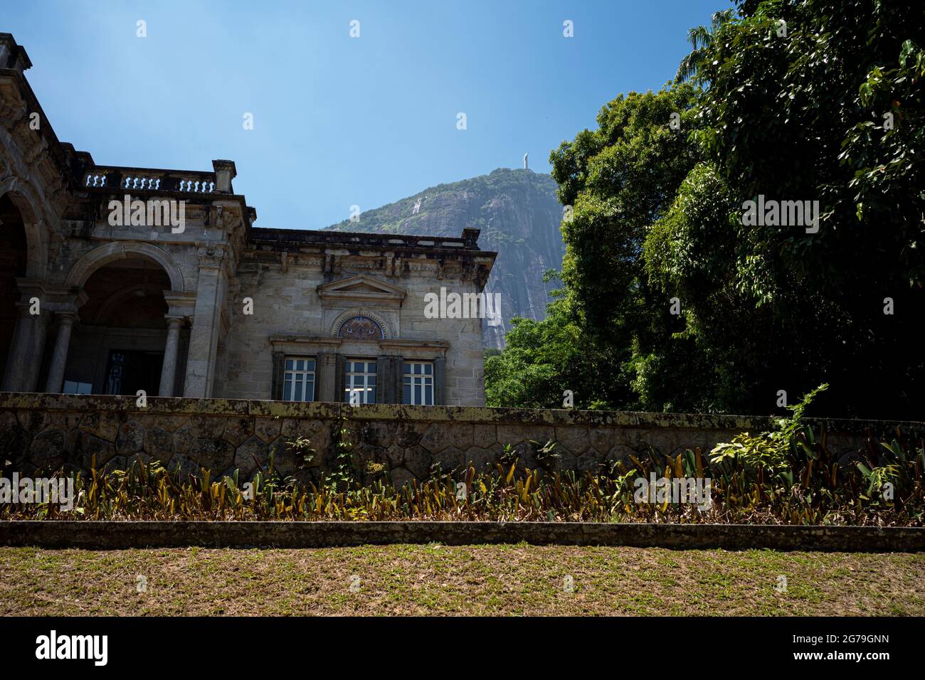 Italian architecture style mansion in Parque Lage. It is now a School of Visual Arts of Rio de Janeiro, Brazil Stock Photo