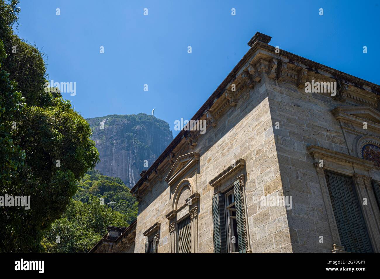 Italian architecture style mansion in Parque Lage. It is now a School of Visual Arts of Rio de Janeiro, Brazil Stock Photo