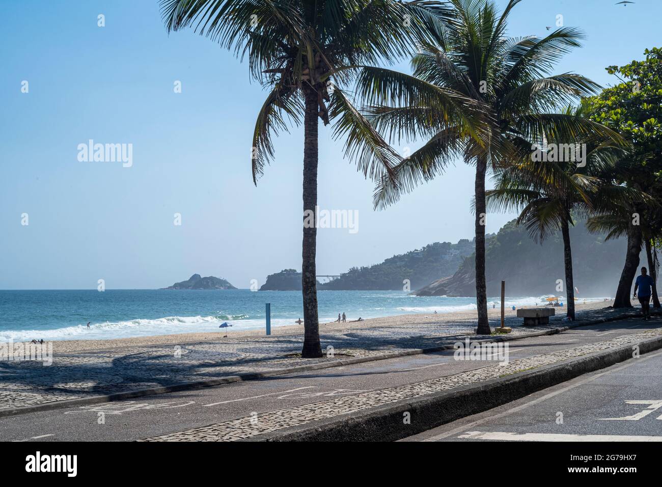 Beach Promenade Sao Conrado, Rio de Janeiro, Brazil Stock Photo