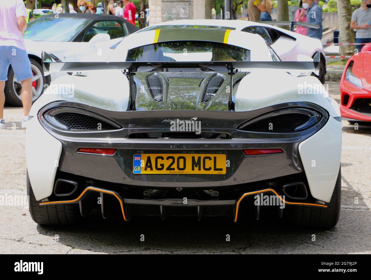 Rear view of a Mclaren 620R road car on display at a Super car day ...
