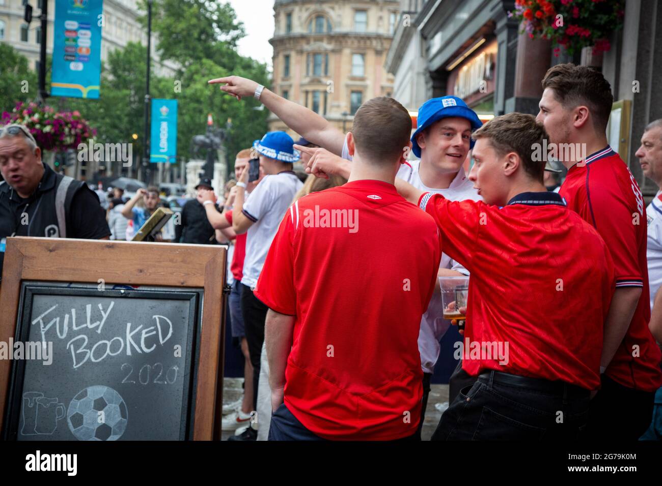 Euro 2020 Final England vs. Italy     Due to Covod restrictions, bookings were required to be able to watch the match in any of the pubs in London. Stock Photo