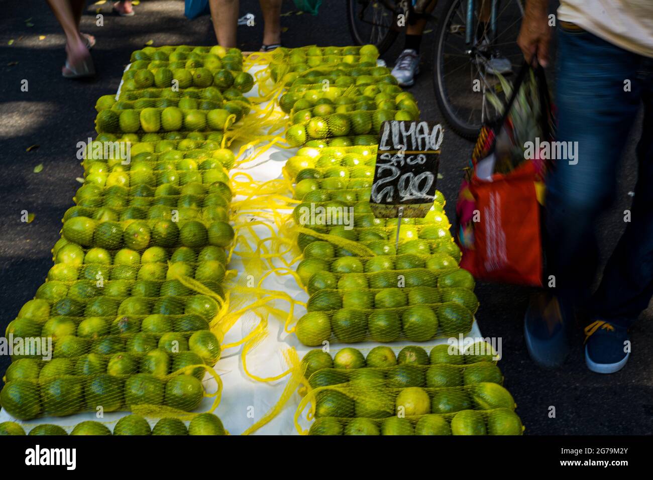 All kinds of stuff at the local market in Rio de Janeiro. Shot with Leica M10 Stock Photo