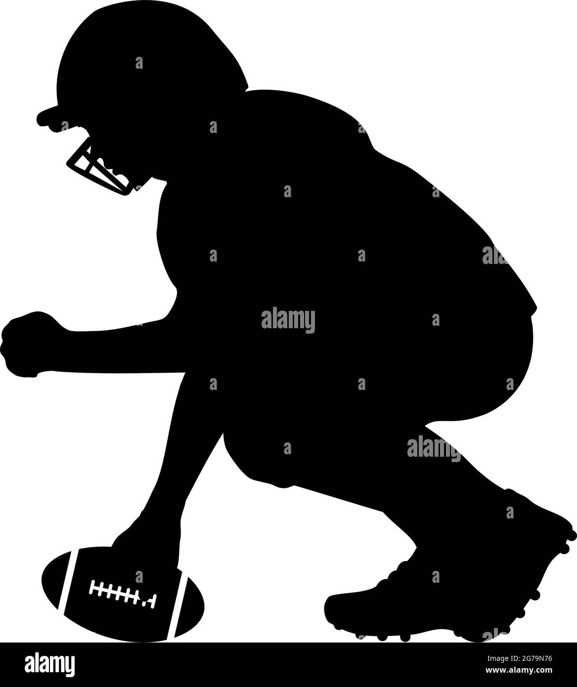 Silhouette American football player boy. Symbol sport. Illustration icon logo Stock Vector