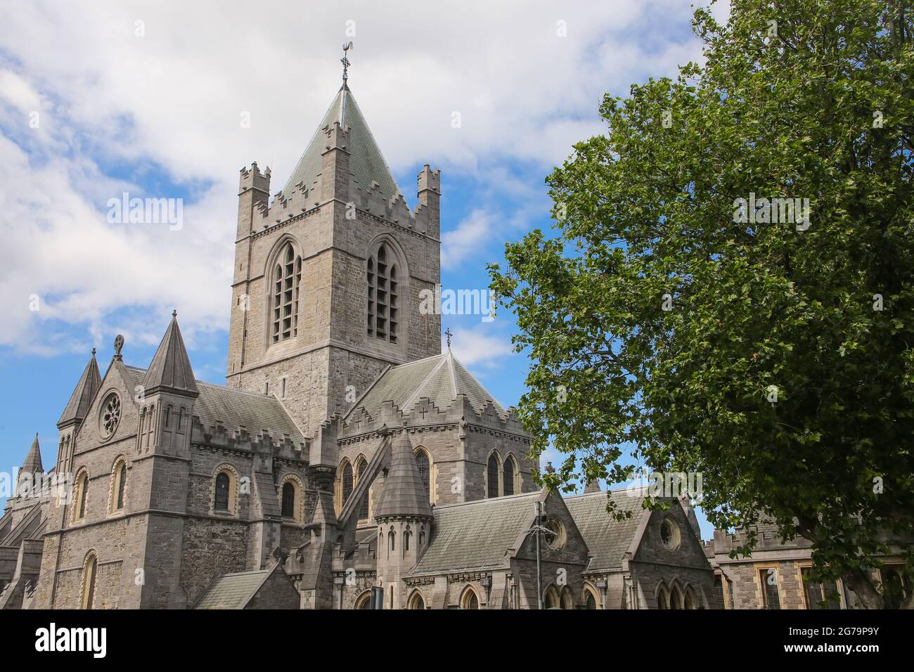 Christ Church Cathedral, more formally The Cathedral of the Holy Trinity, is the cathedral in the city centre of Dublin, Ireland. Stock Photo