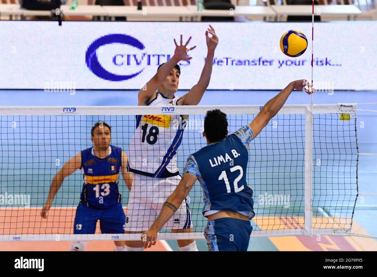 Cisterna Di Latina, Italy. 11th July, 2021. Italy vs Argentina during the Test Match Volley before leaving for the Olympic Games in Tokyo at the Palazzetto dello Sport (Cisterna di Latina). (Photo by Domenico Cippitelli/Pacific Press) Credit: Pacific Press Media Production Corp./Alamy Live News Stock Photo