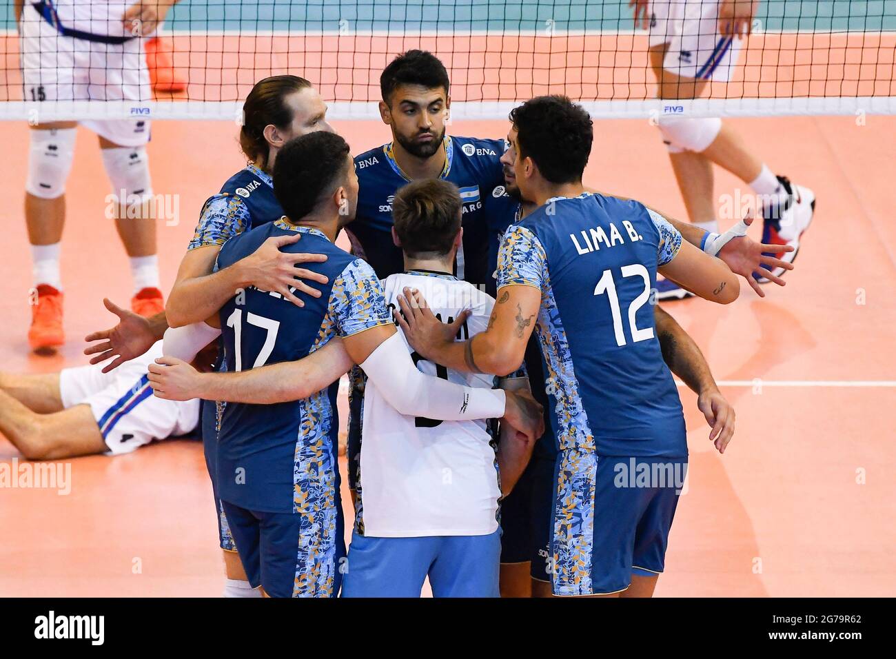 Cisterna Di Latina, Italy. 11th July, 2021. Italy vs Argentina during the Test Match Volley before leaving for the Olympic Games in Tokyo at the Palazzetto dello Sport (Cisterna di Latina). (Photo by Domenico Cippitelli/Pacific Press) Credit: Pacific Press Media Production Corp./Alamy Live News Stock Photo