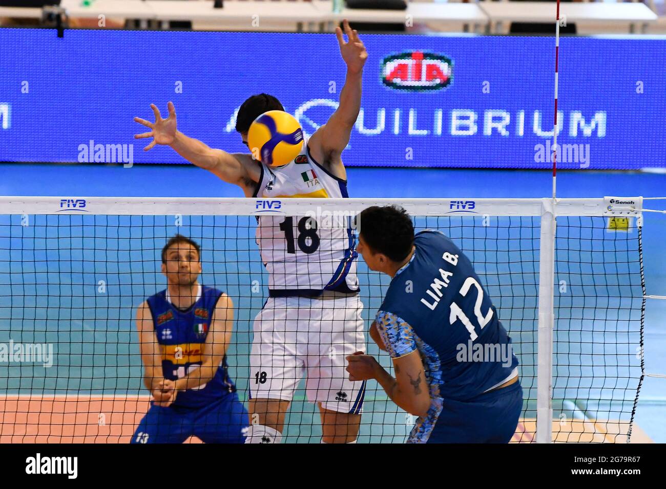 Cisterna Di Latina, Italy. 11th July, 2021. Italy vs Argentina during the Test Match Volley before leaving for the Olympic Games in Tokyo at the Palazzetto dello Sport (Cisterna di Latina). (Photo by Domenico Cippitelli/Pacific Press) Credit: Pacific Press Media Production Corp./Alamy Live News Stock Photo