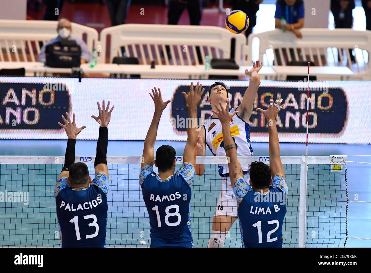 Cisterna Di Latina, Italy. 11th July, 2021. Italy vs Argentina during the Test Match Volley before leaving for the Olympic Games in Tokyo at the Palazzetto dello Sport (Cisterna di Latina). (Photo by Domenico Cippitelli/Pacific Press) Credit: Pacific Press Media Production Corp./Alamy Live News Stock Photo